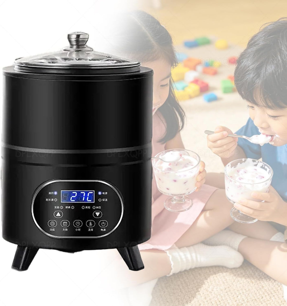 DPLXQPP Joghurtbereiter, 12l, 8l, Silber/Schwarz, Mit Großem Fassungsvermögen /, Professioneller Aus Edelstahl 304 Mit Timer