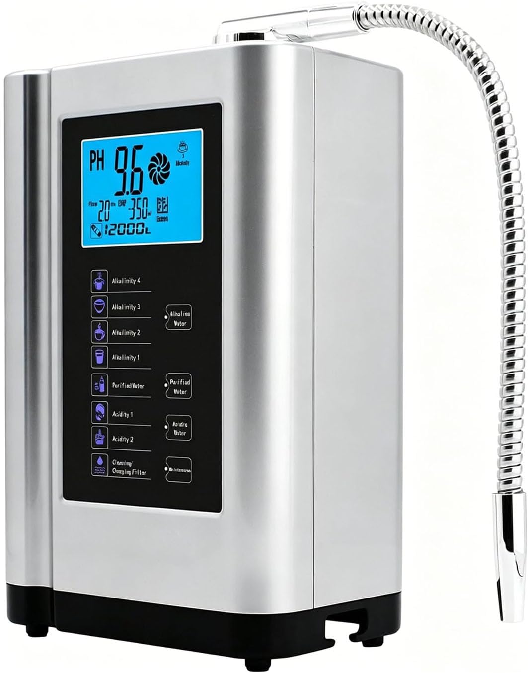 COAKUE Wasseraufbereiter, 8000 Liter, Silber, Alkalischer Wasserionisator, Heimfiltersystem für Wasser mit pH-Wert 3