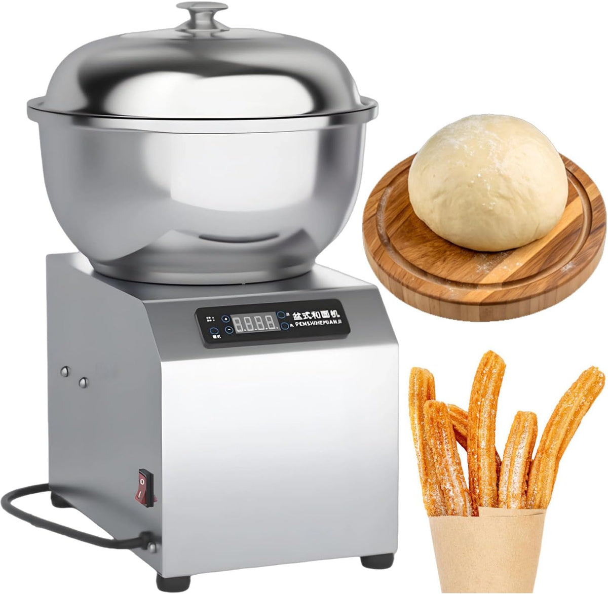 Ostreemaner Knetmaschinen, 550 W/750 W, 8 kg, Silber, 5/8-Kg-Teigknetmaschine, Gewerbliche Teigknetmaschine, Mit LED-Anzeige Und Sichtglasdeckel