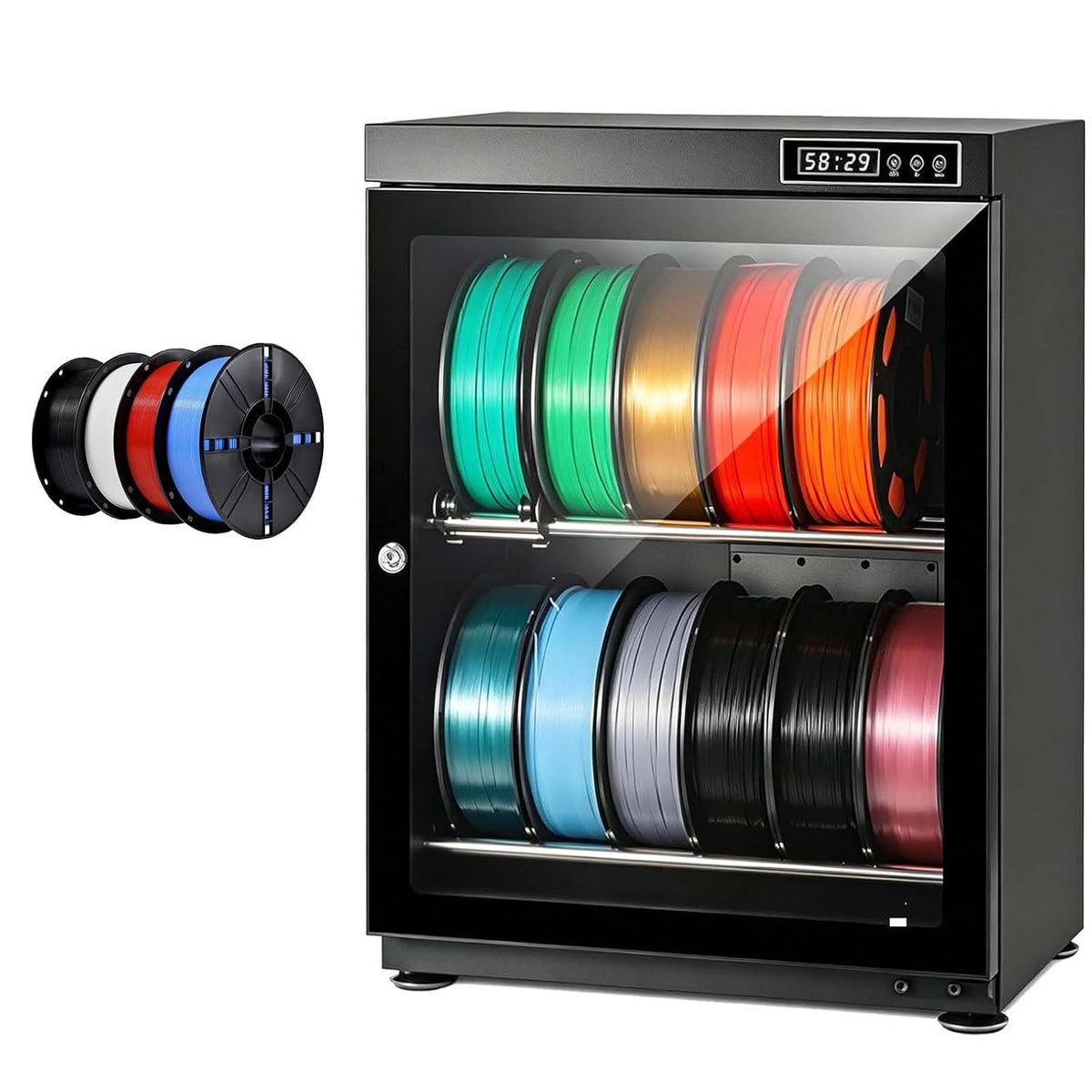 JINTVO Luftentfeuchter, 70 L, Grau, 3D-Filament-Lagerschrank, Vollautomatischer, Intelligenter Trockenschrank, Einstellbare Luftfeuchtigkeit 15