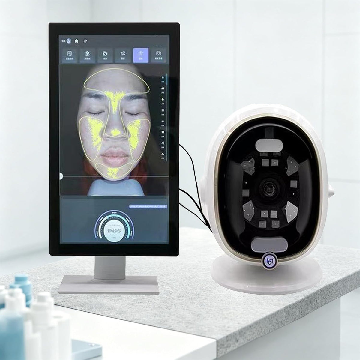GCLCPAEN Kamera, Braun, Professioneller Hautanalysator, 3D-Hautanalysegerät, 5-Zoll-Hd-Display, Cloud-Speicher