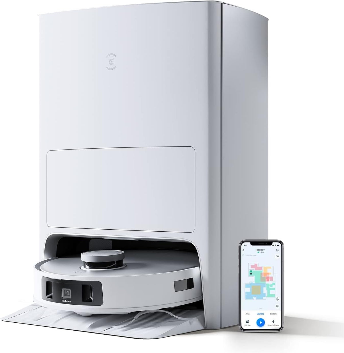ECOVACS Saugroboter, Schwarz, DEEBOT T20 OMNI 6000Pa, Auto-Mopp-Hebefunktion, Heißwasser-Mopp-Wäsche und Trocknung