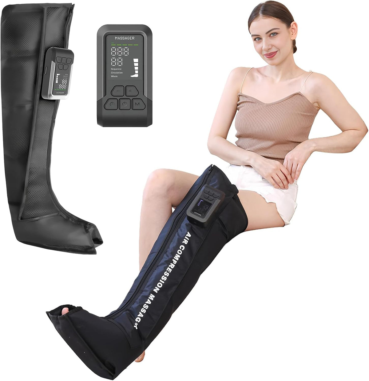 BeSokar Kompressor, 60 cm, Schwarz, mono Kabellose Recovery Boot, einzelner Kompressionsstiefel