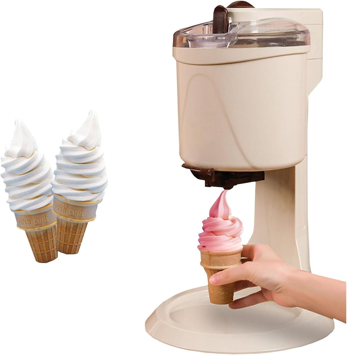 BOOZXCV Eismaschine, 42,5 x 27 x 27 cm, 1000 ml, 20 W, Grau, vollautomatische Mini-Obst-Softeis-Maschine, ges
