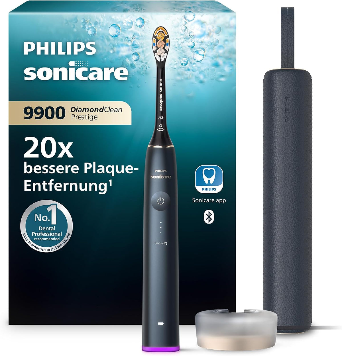 PHILIPS Schall, Schwarz, Sonicare DiamondClean Prestige 9900 elektrische Zahnbürste