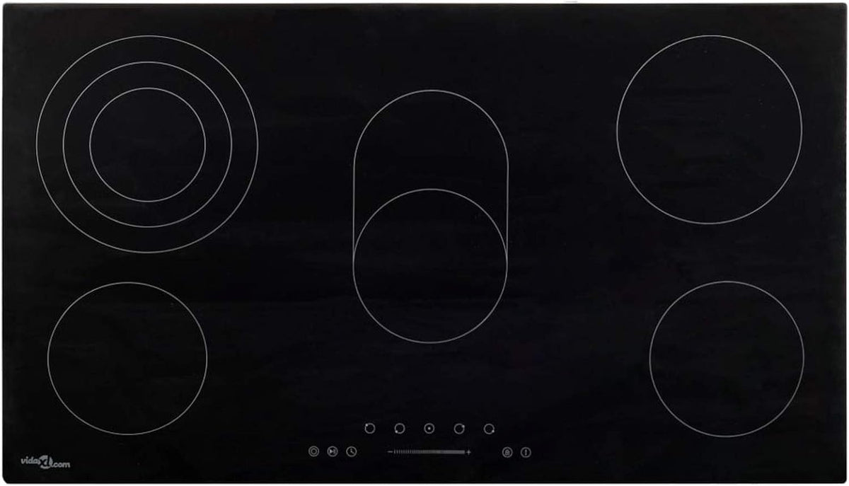 Tidyard Kochfeld, 77 cm, 8500 W, Keramik und hitzebeständiges Glas, Schwarz, Glaskeramik- Mit 5 Zonen Touch-Bedienfeld