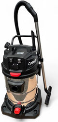 DeTec. Staubsauger, 2400 Watt (individuell schaltbar auf 1200 W oder 2400 W), 65 L, Edelstahltank, Schwarz