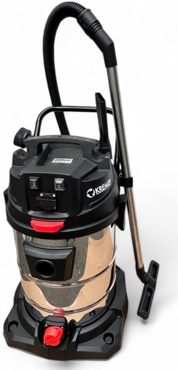 DeTec. Staubsauger, 2400 Watt (individuell schaltbar auf 1200 W oder 2400 W), 65 L, Edelstahltank, Schwarz