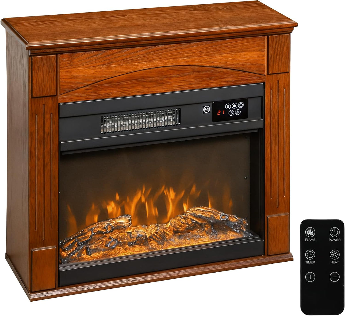 HOMCOM Elektrokamin, 1000 W, 2000 W, Braun, / 3D-Flammeneffekt 6 Farben