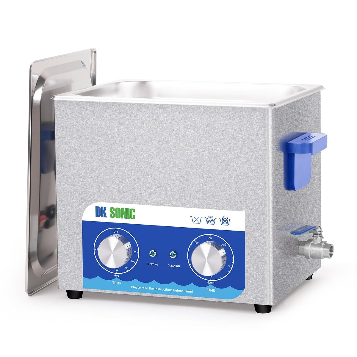 DK SONIC Labor-Reinigungsartikel, 240 W, 10 L, Silber, Ultraschallreiniger, Schallreiniger aus Edelstahl mit Heizung und Mechanischem