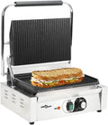 QUAHEAS Elektrische Tischgrills, 43x30,5x20 cm, 2200 W, Edelstahlgehäuse & Gusseisenplatten, Silber