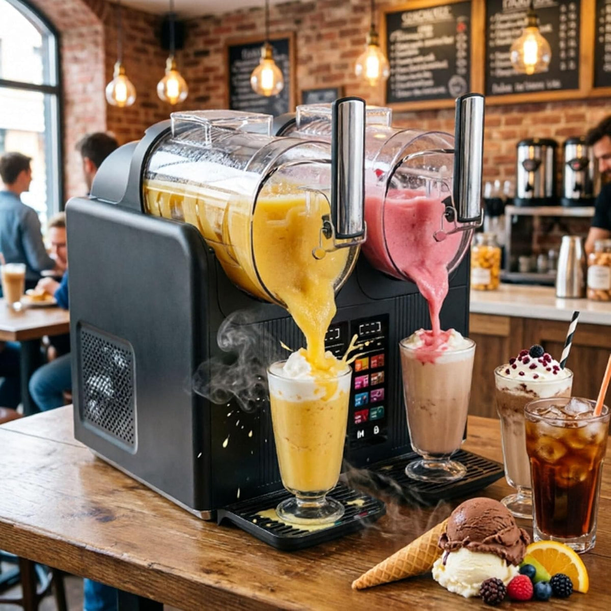 VUNHEX Kompressor, 430w, 2l, Schwarz, Gewerbliche Slush-Eis-Maschine, Frozen-Drink-Bereiter Mit Doppelbehälter 2 *