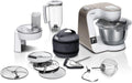 Bosch Heißluftfritteuse, 1,25 L, 1000 W, 3,9 L, Silber/Weiß, Küchenmaschine Serie 4, integrierte Waage, Mixer, Edelstahl-Schüssel