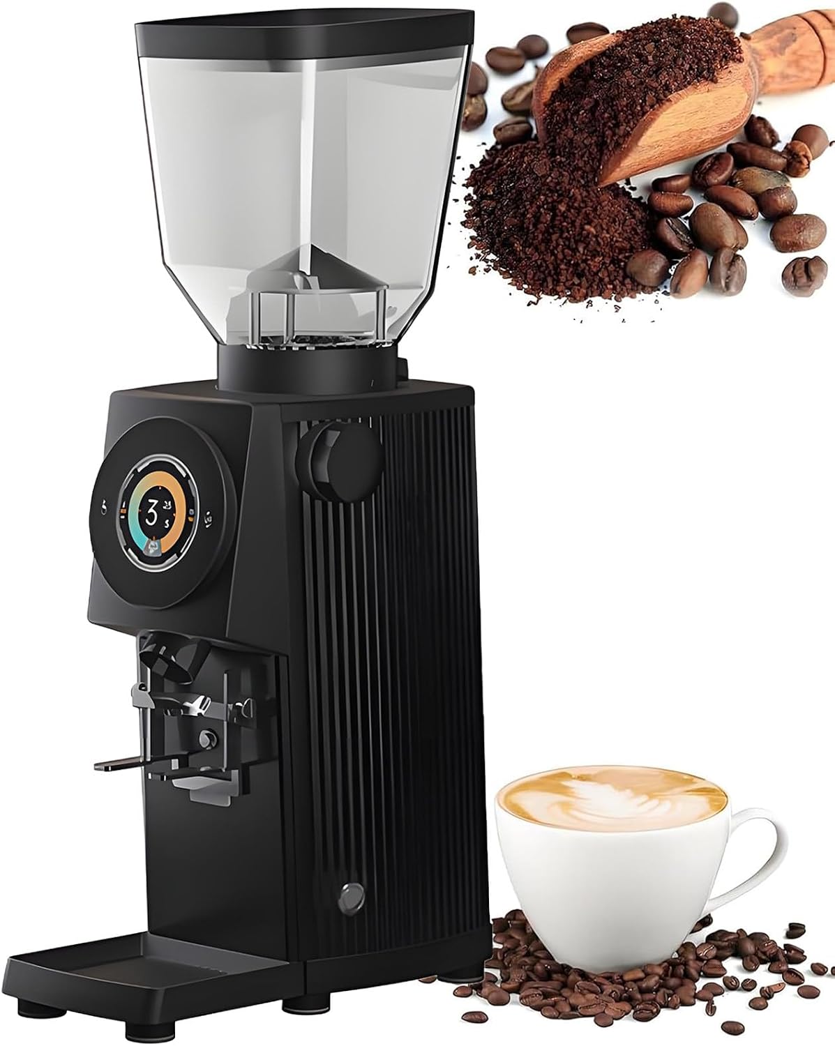 vnmudzeo Kaffeemaschine, 600 W, 83 Mm, Schwarz, Professionelle Flachmahlwerk-KaffeemüHle, 10 G/S Schnelle Mahlleistung