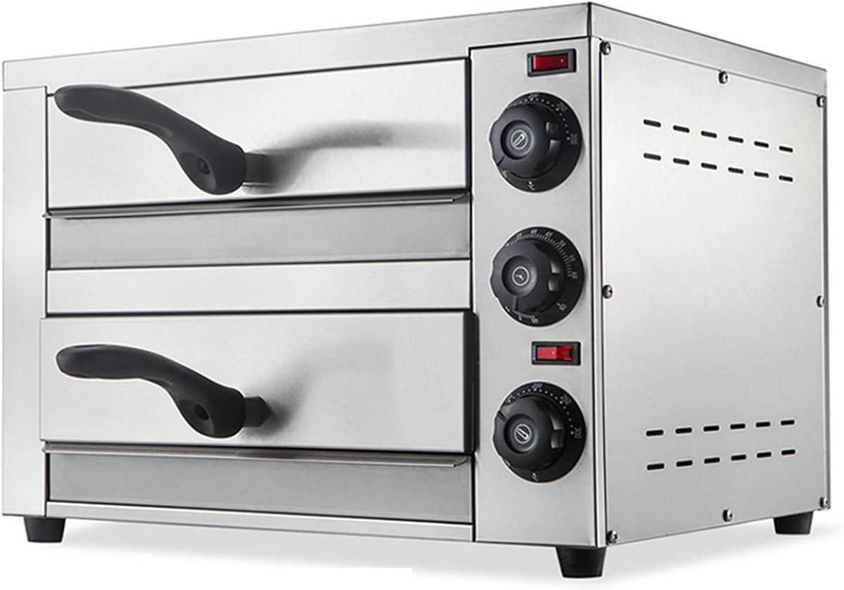 GYKOZY Pizzaofen, 485 x 365 x 210 mm, 545 x 380 x 310 mm, 2200 W, 2460 W, 12 Zoll, 16 Zoll, Edelstahl, Silber