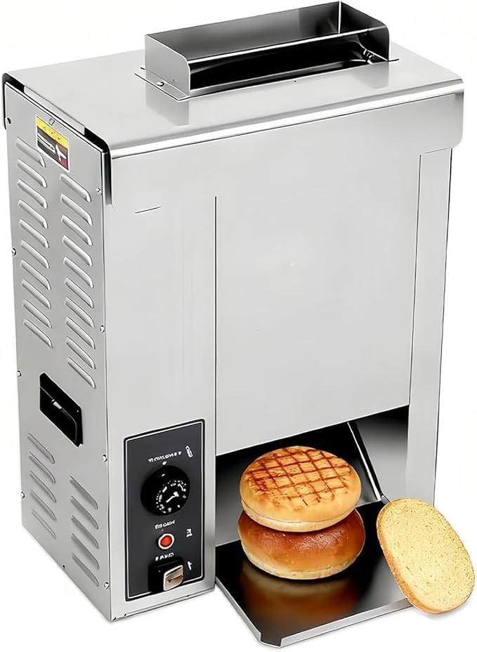 YXYLJOZ Brotbackautomaten, 2000 W, Edelstahl, Schwarz, Burgerbrötchen-Toaster/, gewerblicher vertikaler Kettenröster Toaster/Automatischer