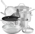 KitchenAid Herd, Silber, 3-lagiger Boden gebürsteter Edelstahl Induktion Töpfe und, spülmaschinenfest, 10-teiliges Kochgeschirr-Set