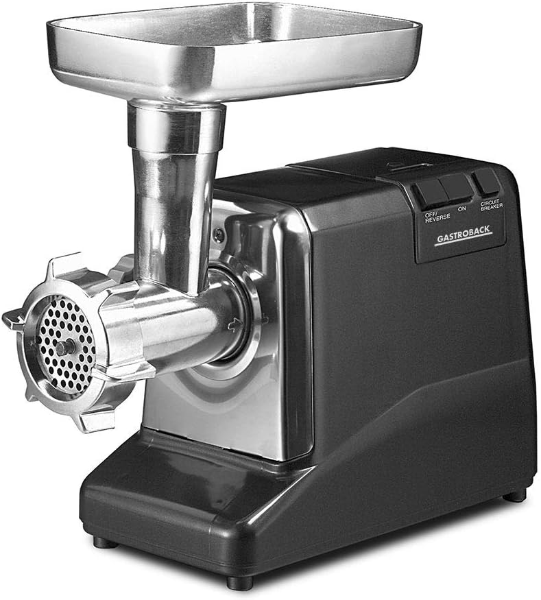 GASTROBACK Fleischwölfe, Silber/Schwarz, #41402 Fleischwolf Pro, 1.000 Watt, Kreuzmesser, Frontblende Edelstahl