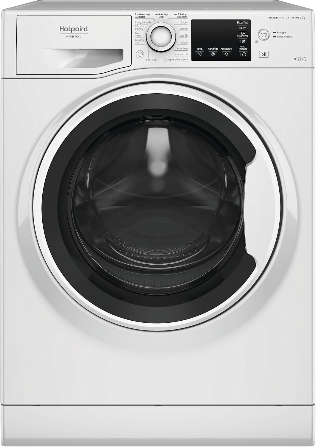 Hotpoint Waschtrockner, 7 kg, Weiß, Freistehend NDB 10736 WA IT, 10 +, Klasse D, 1400 Umdrehungen, Wechselrichter