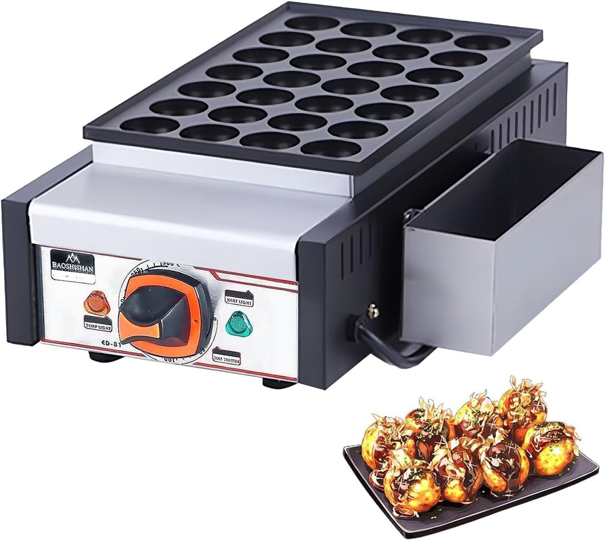 SAIYERUS Takoyaki Maker, 28 L, Schwarz, Elektrischer Takoyaki-Maker mit Takoyaki-Werkzeugen -, für Takoyaki-Oktopusbällchen