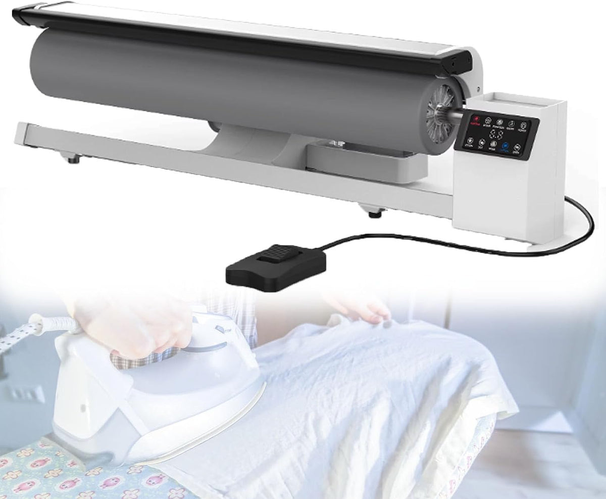 Pfps Bügelpressen, 90 cm, 2,5m, Schwarz, Breiter Gewerblicher Dampfbügelwalzenbügler, Kontinuierlicher Dampfausstoß 70 g/m