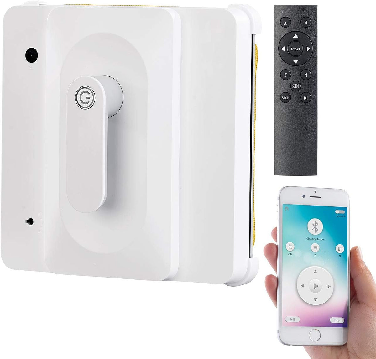 Sichler Haushaltsgeräte Staubsauger, Schwarz, Fensterreinigungsroboter: Profi-Fensterputz-Roboter PR-040, App & Sicherungs-Seil (Fenstersauger