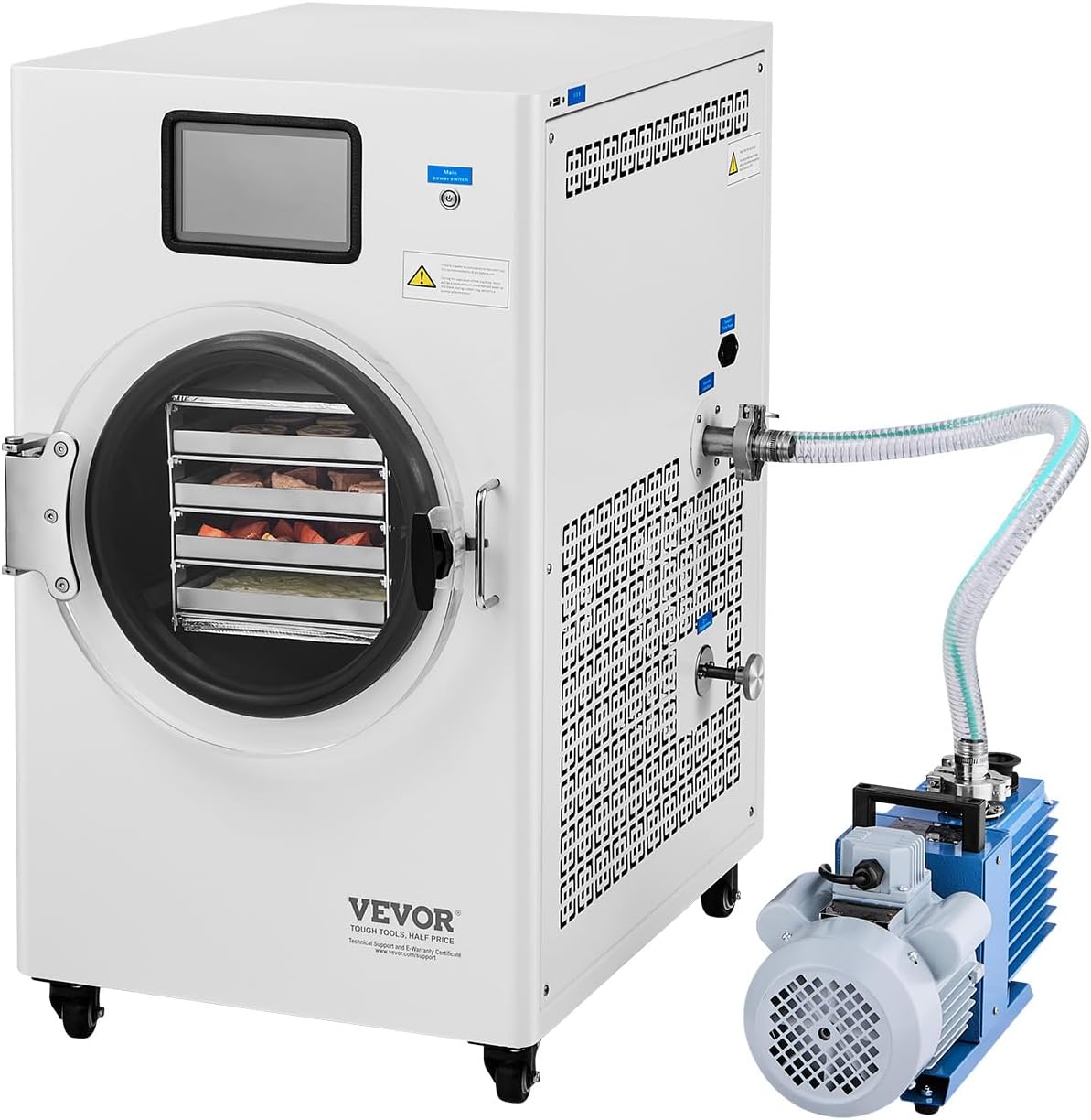 VEVOR Dörrautomaten, 6 kg, Weiß, Gefriertrockner Gefriertrocknungsmaschine, Kapazität) für Lebensmittel mit 4-lagigen Tabletts &