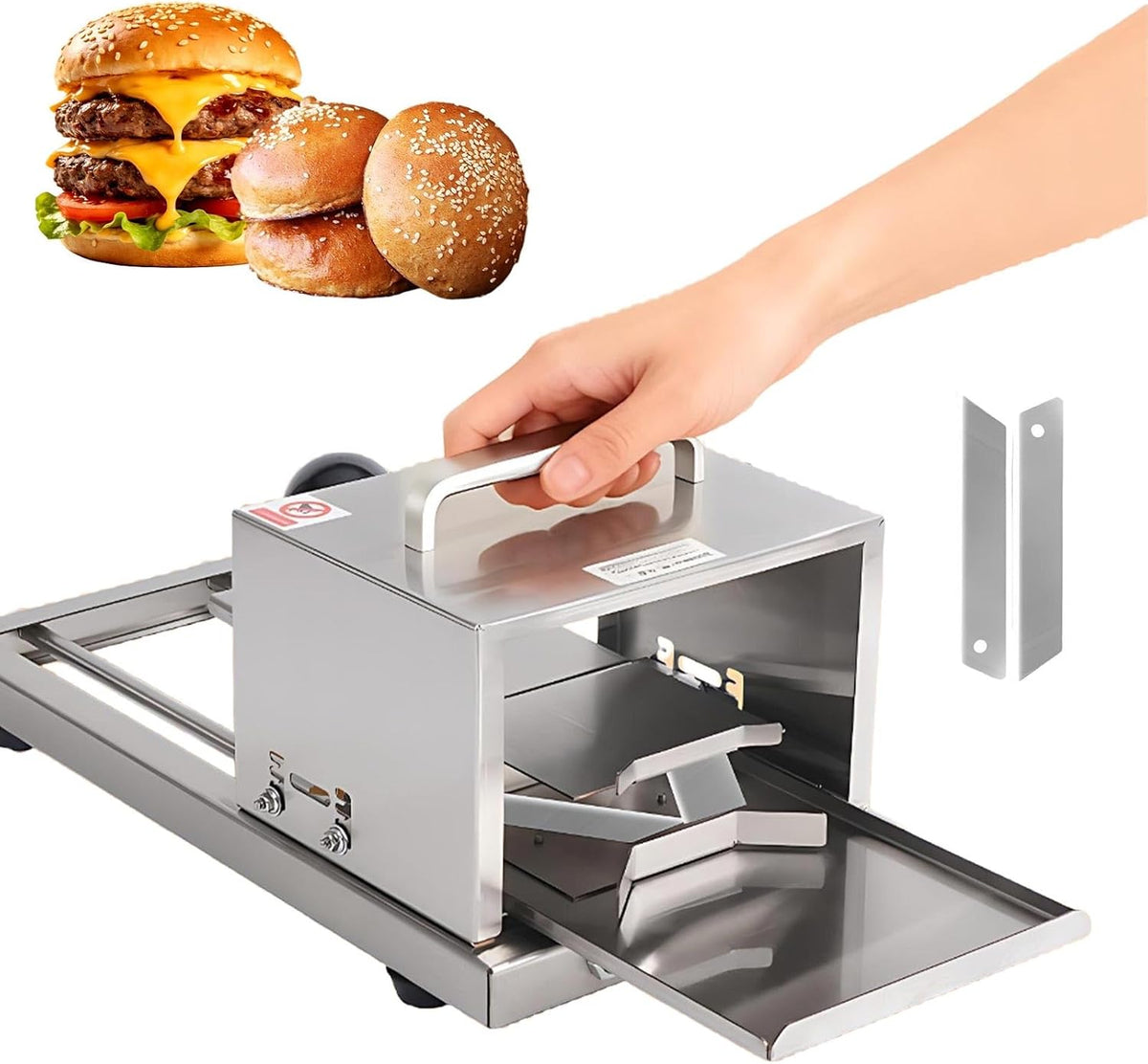 Manueller Bagelschneider, Silber, Bagel- und Brotschneider, verstellbare Dicke, Edelstahlklinge, extra Klinge im Lieferumfang enthalten