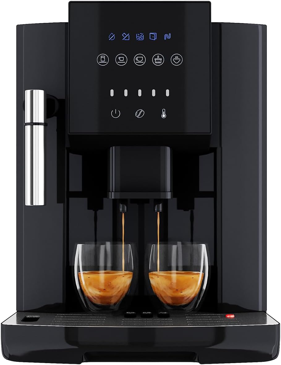 Profi Cook Kaffeevollautomat, Schwarz/Silber, ® mit Milchaufschäumdüse für Cappuccino
