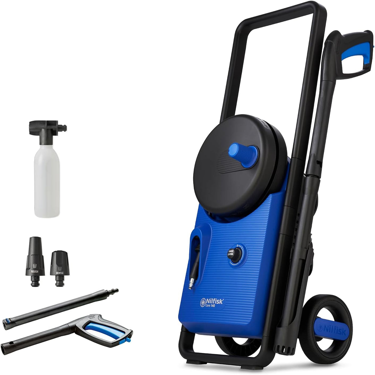 Nilfisk Hochdruckreiniger, 140 Bar, 1800 W, Schwarz, Core Druck mit PowerControl - Pressure Washer Für Terrassen