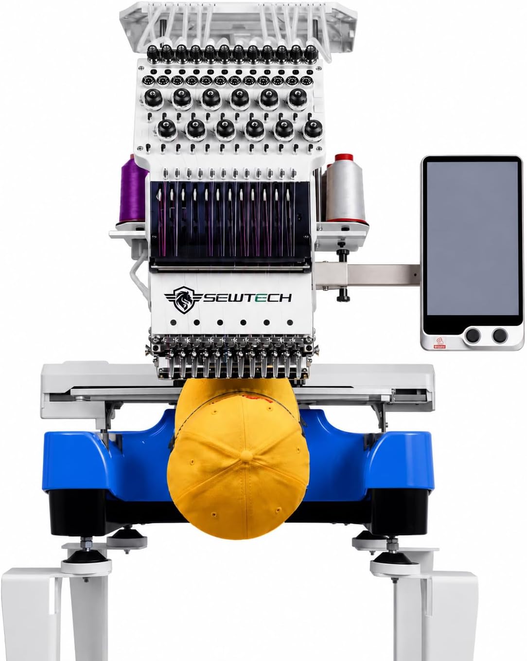 Sew Tech Stickmaschinen, 360 mm, Schwarz, Kommerzielle Stickmaschine mit 12 Nadeln, 200 x Feld, 1200 SPM, 10-Zoll-Touchscreen