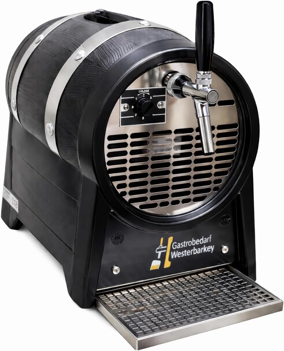 GASTROBEDARF WESTERBARKEY Mini-Zapfanlagen, 60l, Schwarz, Zapfanlage in Bierfassform 1ltg /h