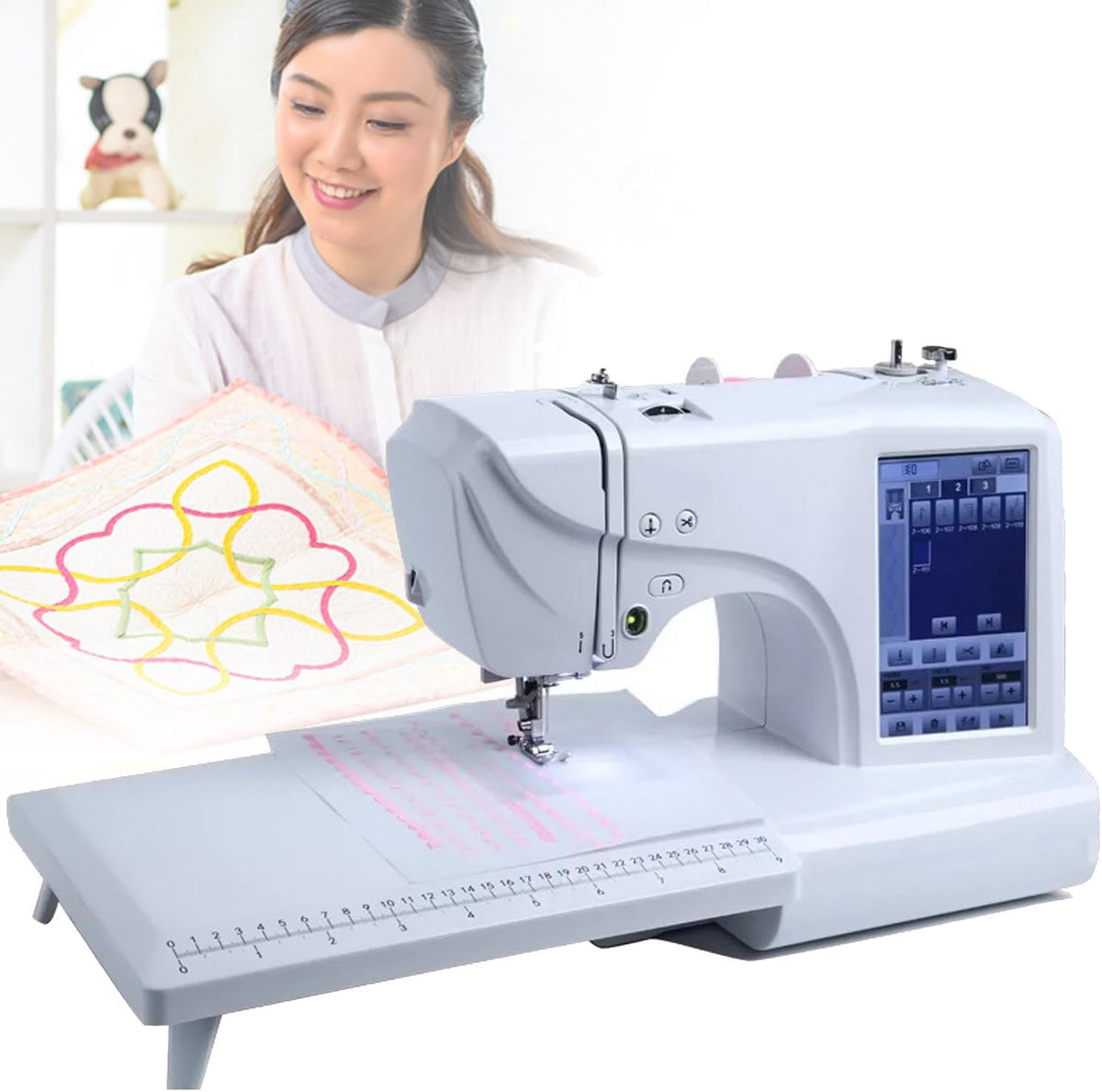 Qiang Elektronisch gesteuerte Nähmaschinen, 10,2 X 23,9Cm, Schwarz, Computergesteuerte Digitale Nähmaschine, Stick- Und Quiltfunktion