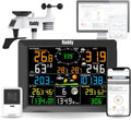 Radioddity Wetterstationen, Schwarz, Raddy WF-100C Wetterstation mit Außensensor Funk, 14-IN-1 digitales Wlan Innen-Außenthermometer