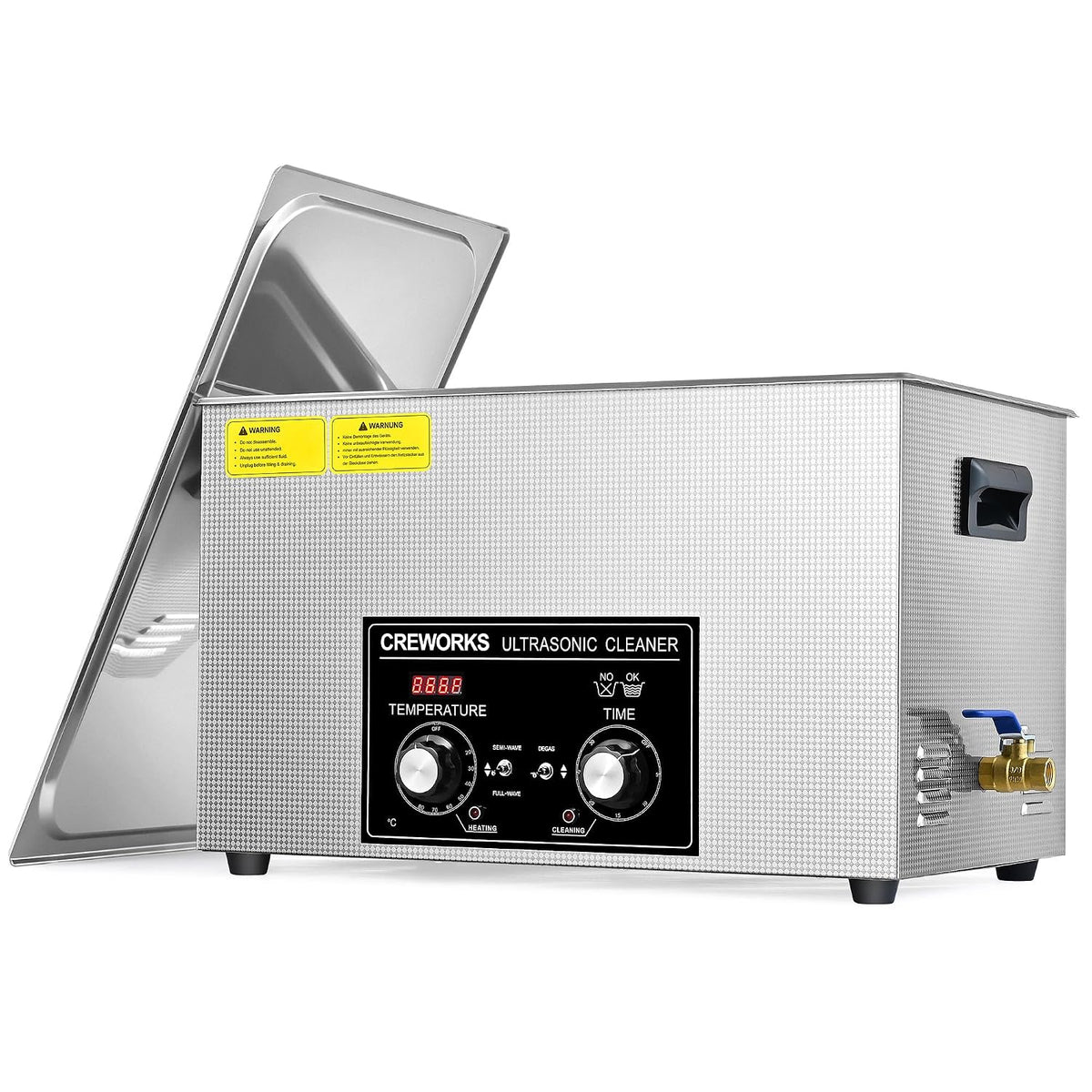 CREWORKS Labor-Reinigungsartikel, 600 W, 30 L, Silber, Ultraschallreinigungsgerät Edelstahl Ultraschallreiniger