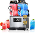 FOHERE Eismaschine, 30 L, Schwarz, Kommerzielle Slush Maschine, Tanks Slush Eis Maschine, Unabhängige Tank Kontrolle