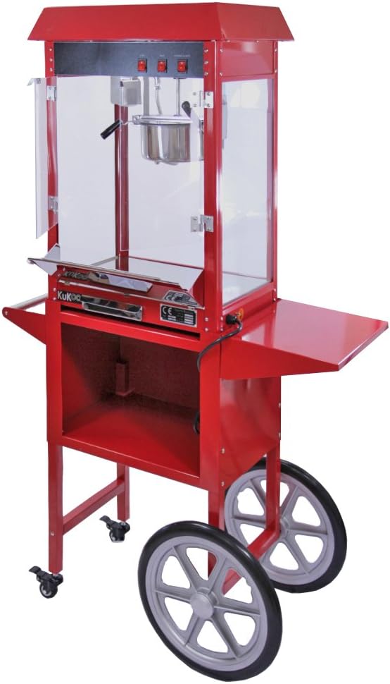 KuKoo Popcorn-Maschinen, Rot, Retro Popcornmaschine Popcorn Maker Party Popcornautomat