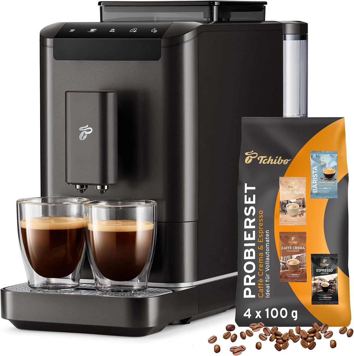 Tchibo Kaffeevollautomat, Schwarz, Esperto2 Caffè mit 2-Tassen-Funktion für Caffè Crema