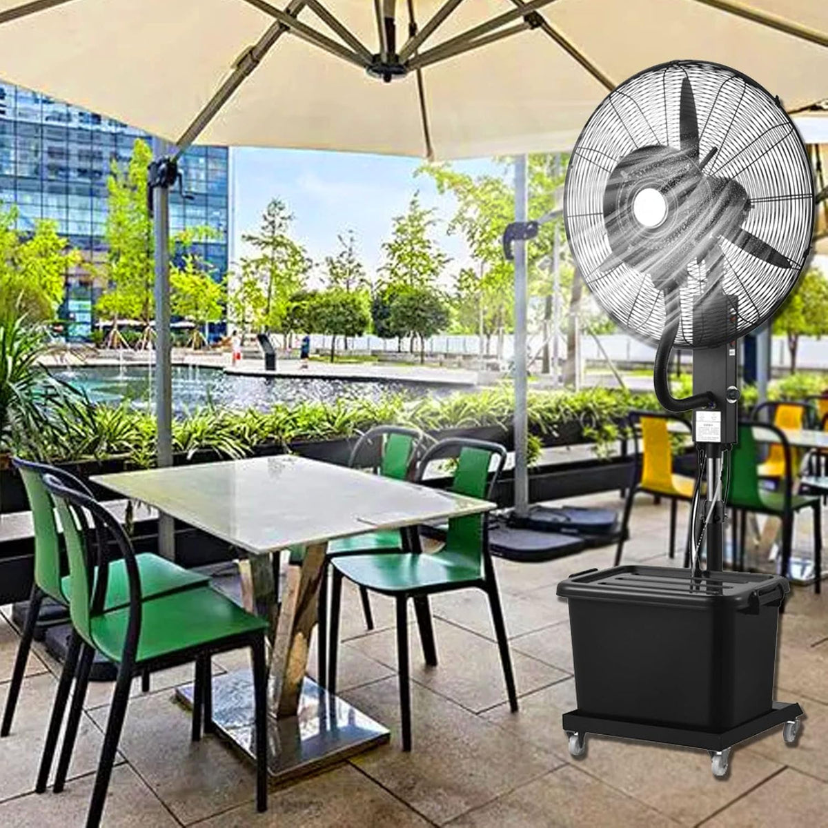 YNIYUJKL Standventilatoren, 81 cm, Weiß, Gewerblicher, Oszillierender Standventilator Mit Nebelkühlung, Höhenverstellbar