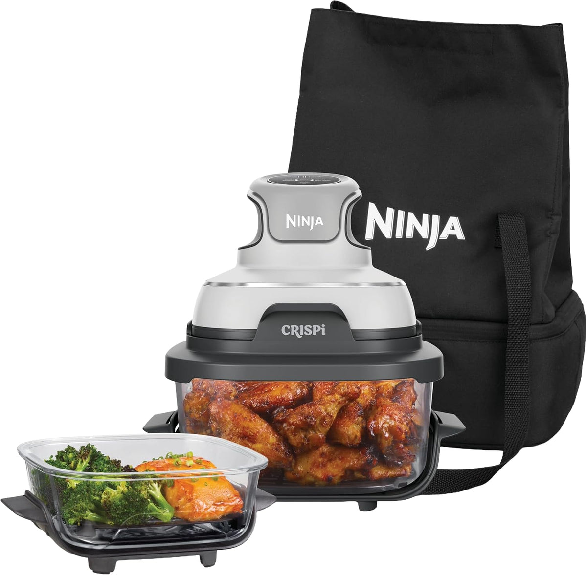 Ninja Heissluftfritteuse, 3,8 l, 1,4 l, Schwarz, CRISPi Tragbare Heißluftfritteuse mit Tragetasche