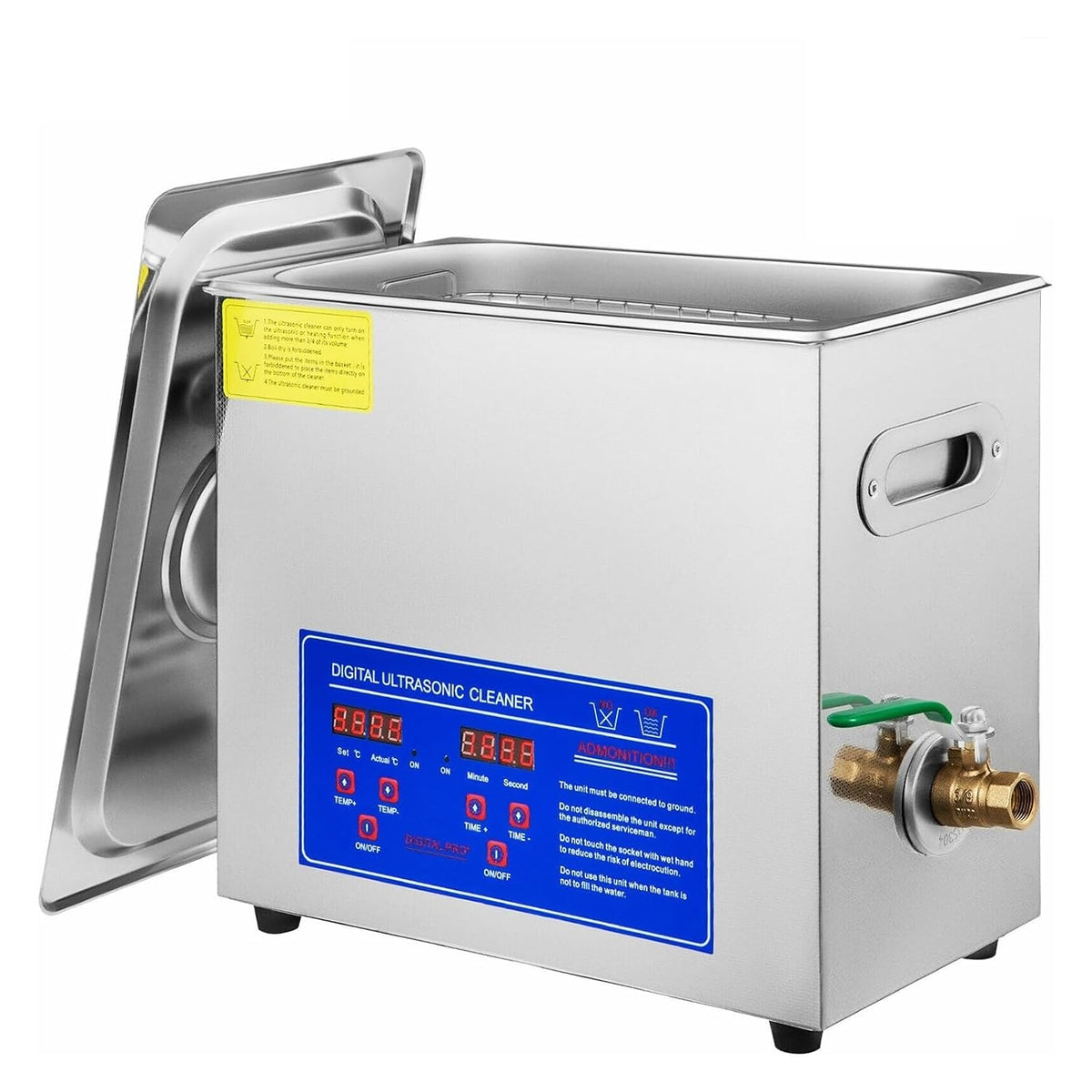 MNMIOIO Labor-Reinigungsartikel, 200 W, 6 L, Silber, Ultraschallreinigungsgerät, Ultraschallreiniger Schmuckreiniger Heizung Timer Tank