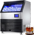 ZPRMMN Eiswürfelmaschine, 650 W., 126 W, Edelstahl + ABS, Silber, Kommerzielle, selbstreinigend, aus Edelstahl