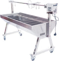 GS Multitrade Holzkohlegrill, 150 cm, Silber, Spanferkelgrill mit Motor - Grillwagen Edelstahl
