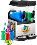 Royal Catering Crushed Ice-Maschinen, 770 W, 12 L, Schwarz, Slush-Eis-Maschine Slushie Maker RCSL 2/15 (2 x, -3 bis 2 °C