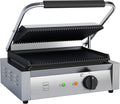 METRO Professional Elektrische Tischgrills, 3000 W, Silber, Kontaktgrill SINGLE GPG1201, Rostfreier Stahl, geriffelte Grillfläche