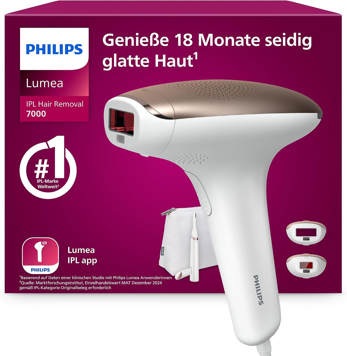 PHILIPS Elektrorasierer, Schwarz, Lumea IPL 7000 Series - IPL Geräte Haarentfernung für bis, Alternative zur Laser-Haarentfernung (BRI921/00)