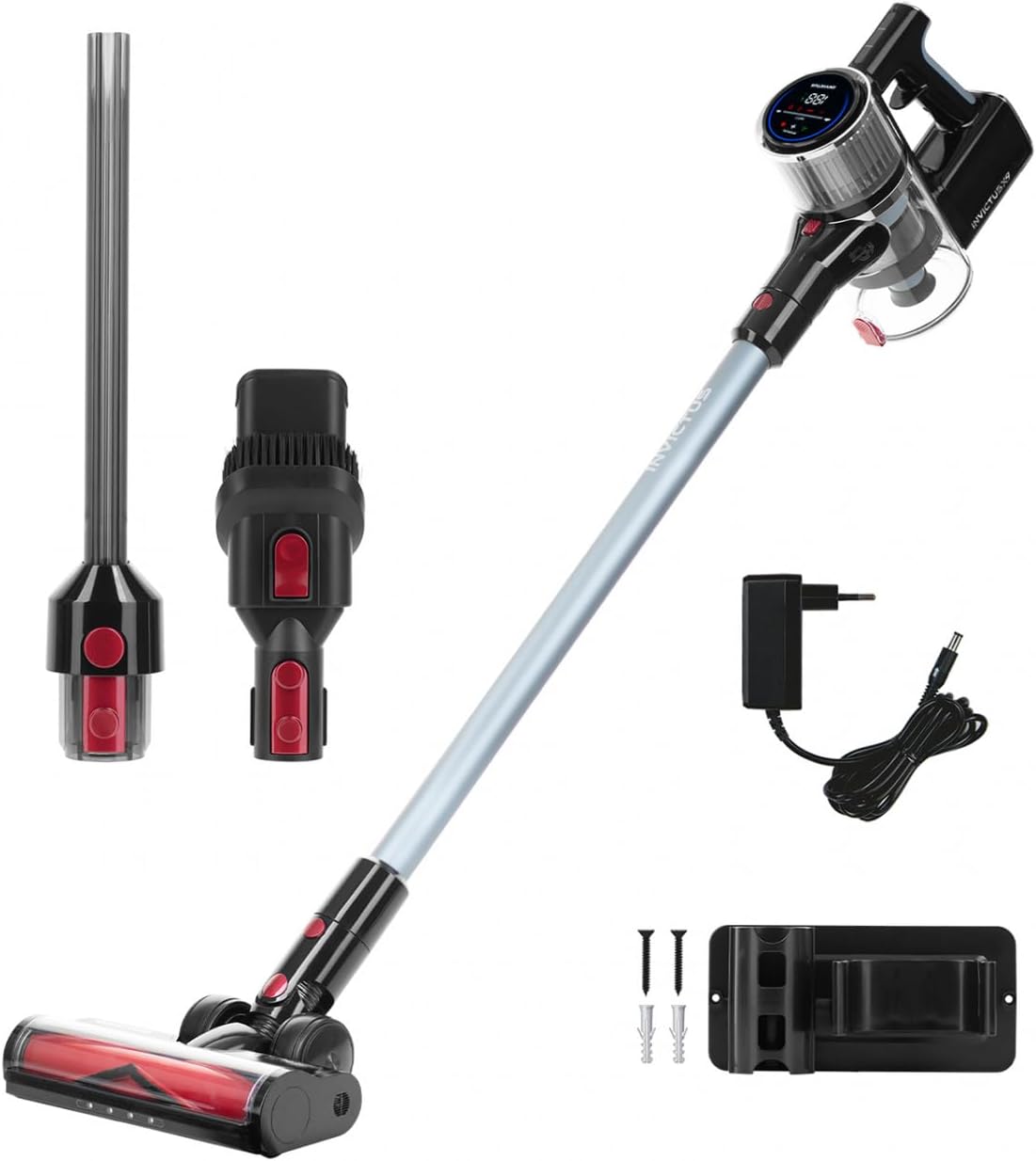 Genius Staubsauger, Schwarz, Invictus X9 Facelift Kabellos 12-TLG., Akku bis zu 55 Min Laufzeit Teppich Tierharre Auto Hartböden