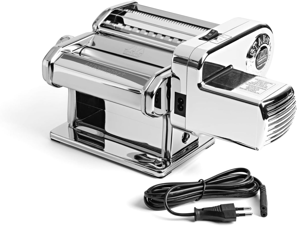 MARCATO, Schwarz, Elektrische Nudelmaschine Atlasmotor+, Motorisierte Nudelmaschine mit Pastadrive, Fettuccine