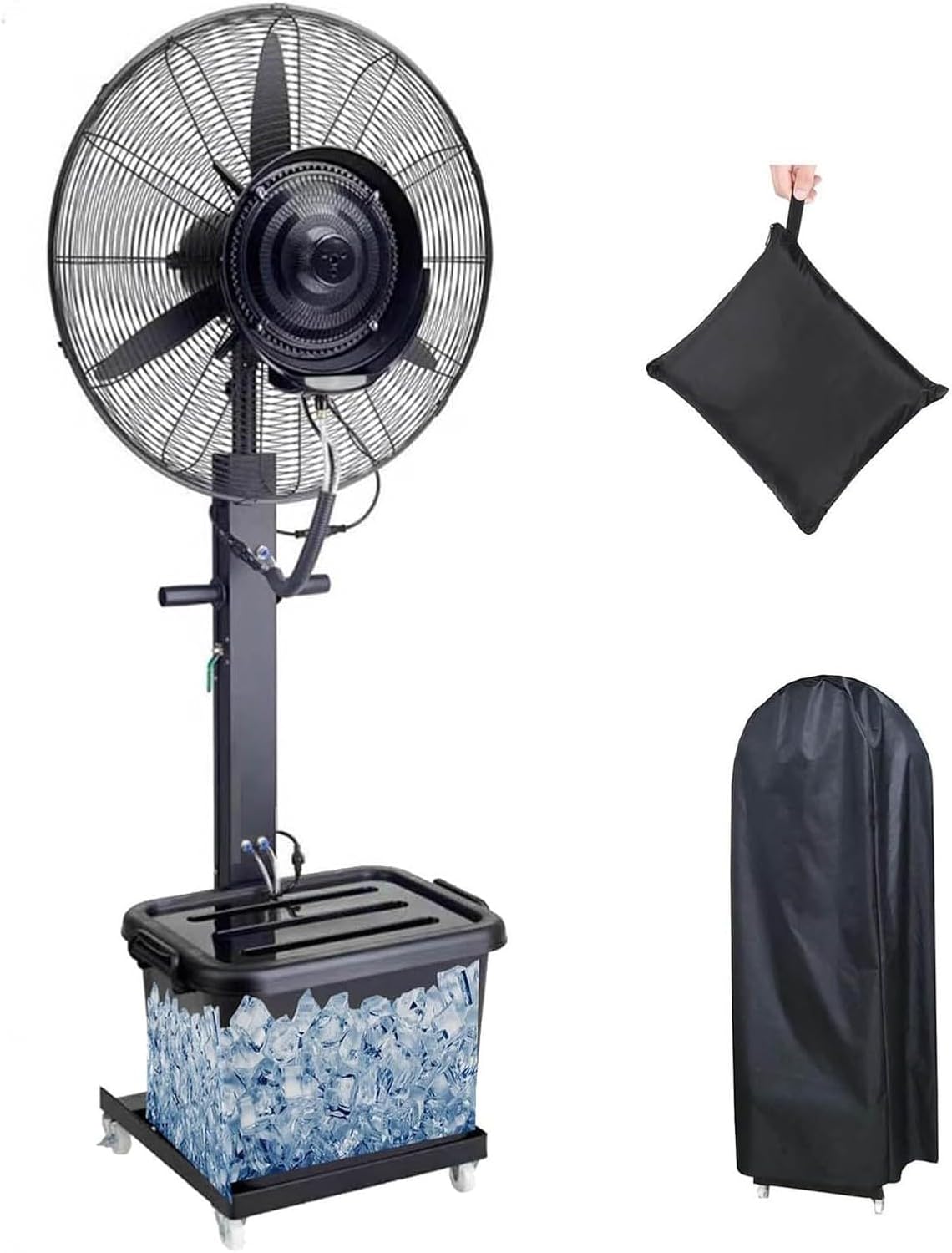 WOMGKDA Standventilatoren, 29 Zoll, 750 mm, Weiß, Ventilator mit Wasserzerstäuber, Befeuchtung, 3 Geschwindigkeiten