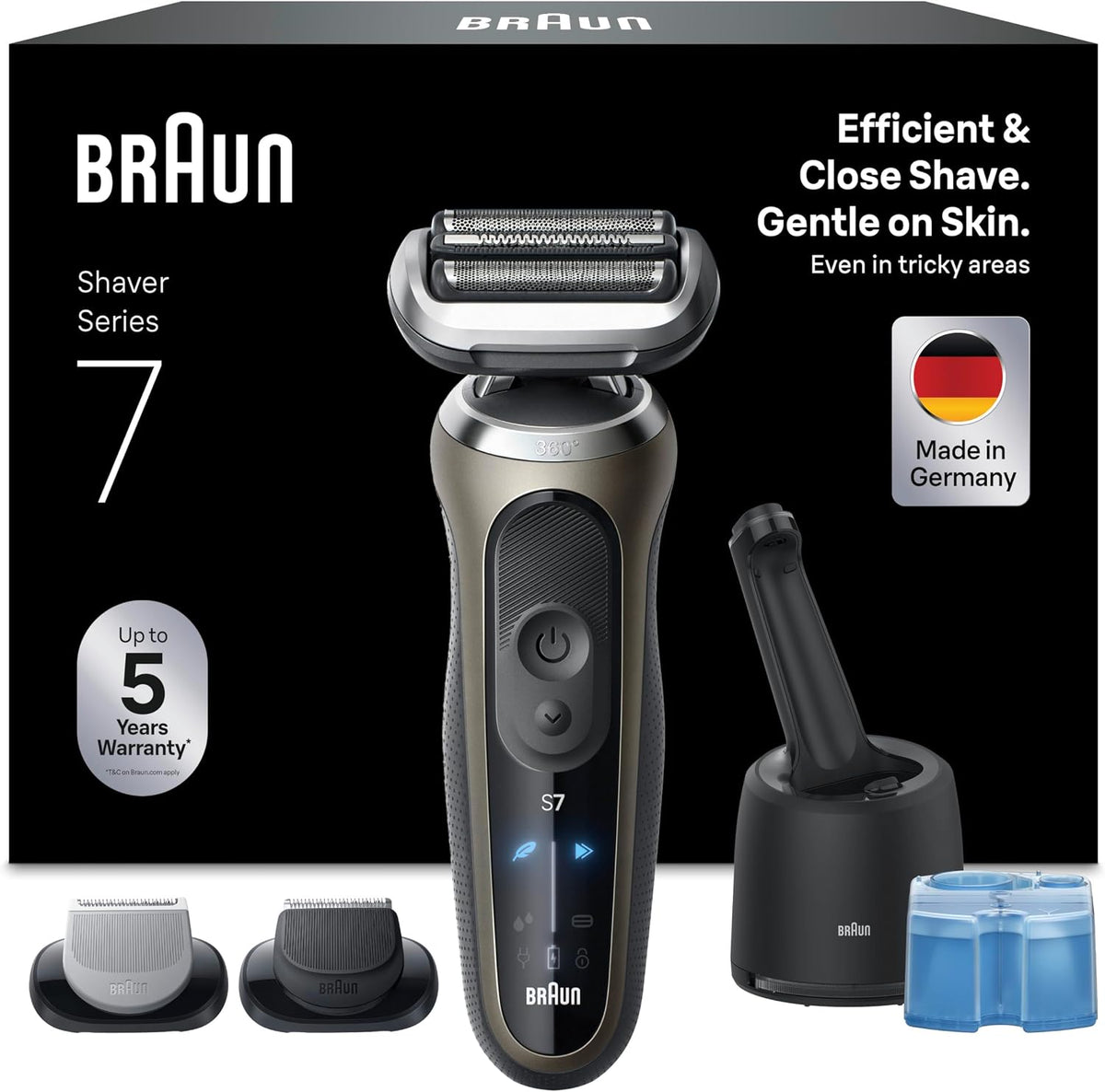 Braun Elektrorasierer, Braun/Gold, Rasierer Herren Elektrisch Series 7, 72-C7650cc, Gold, Kabelloser, Barttrimmer